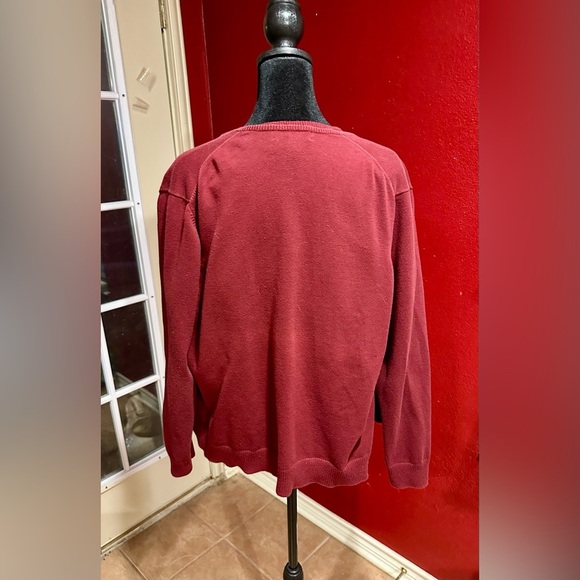 Lands’ End Women’s Twinset Sweater Cardigan & Shell Dark Burgundy L/P Cotton - Picture 9 of 11